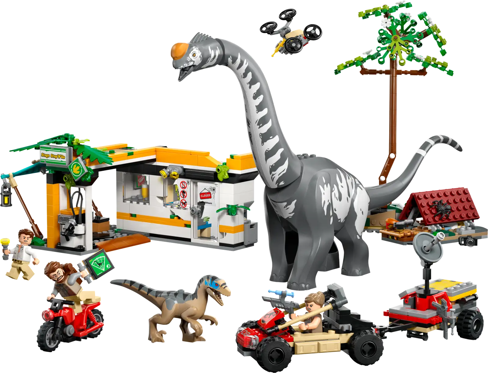 Completely Built Lego® Set of Raptor & Titanosaurus Tracking Mission