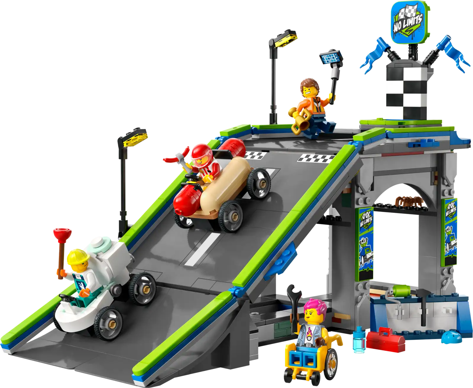 Completely Built Lego® Set of No Limits: Race Car Ramp Track