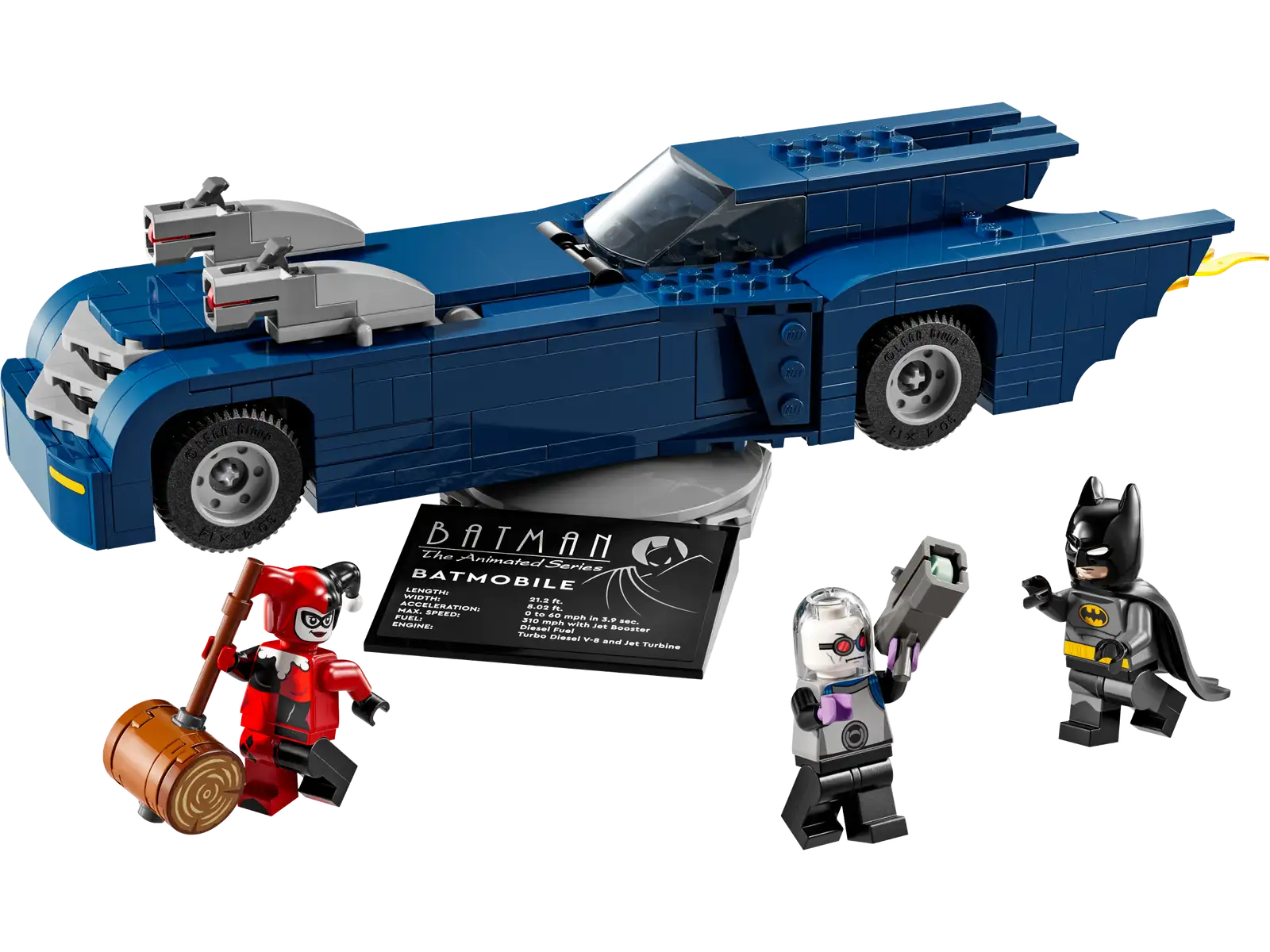 Completely Built Lego® Set of Batman with the Batmobile vs Harley Quinn and Mr. Freeze