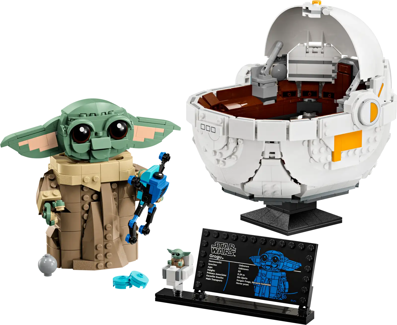 Completely Built Lego® Set of Grogu with Hover Pram