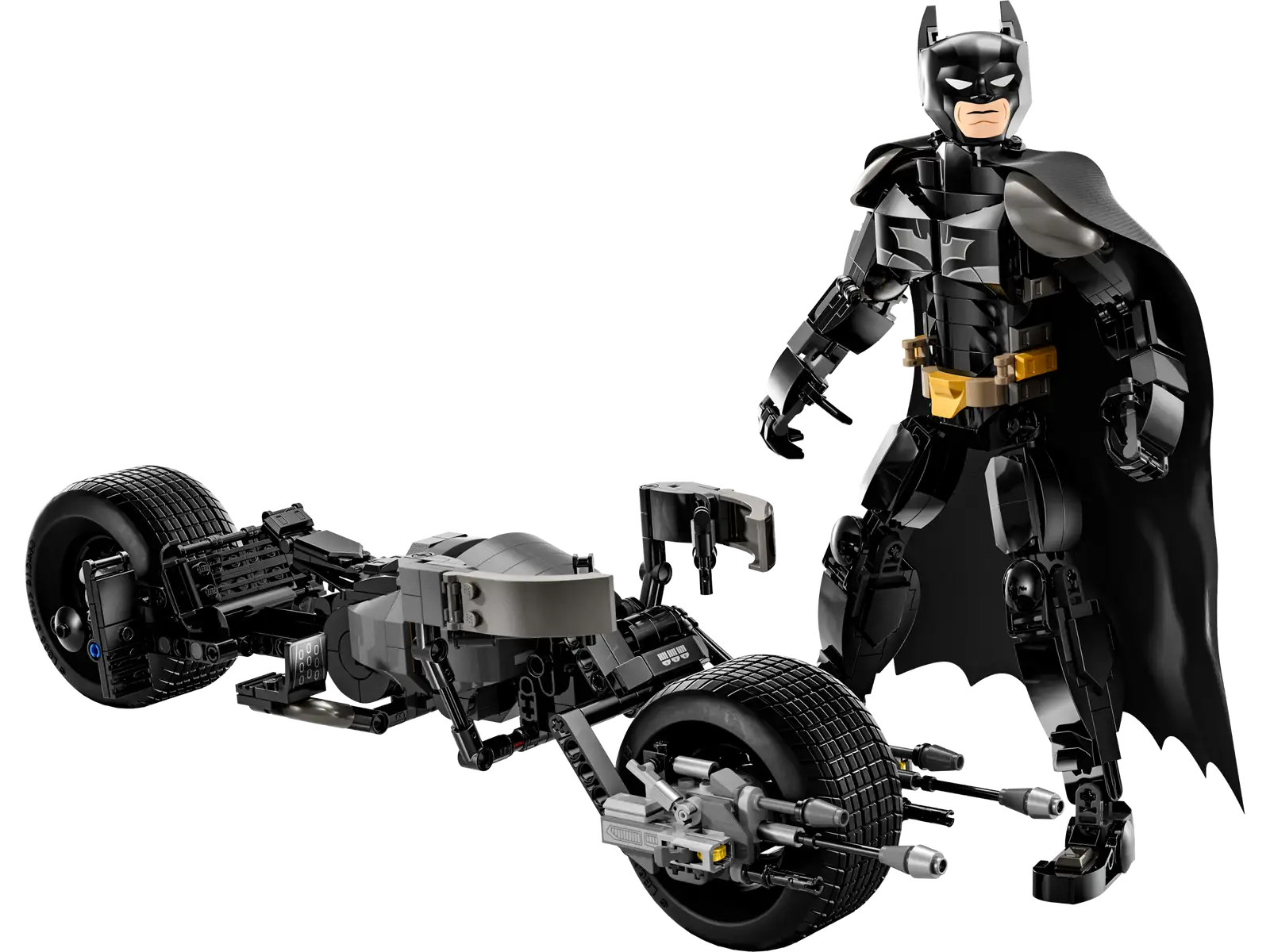 Completely Built Lego® Set of Batman Construction Figure and the Bat-Pod Bike