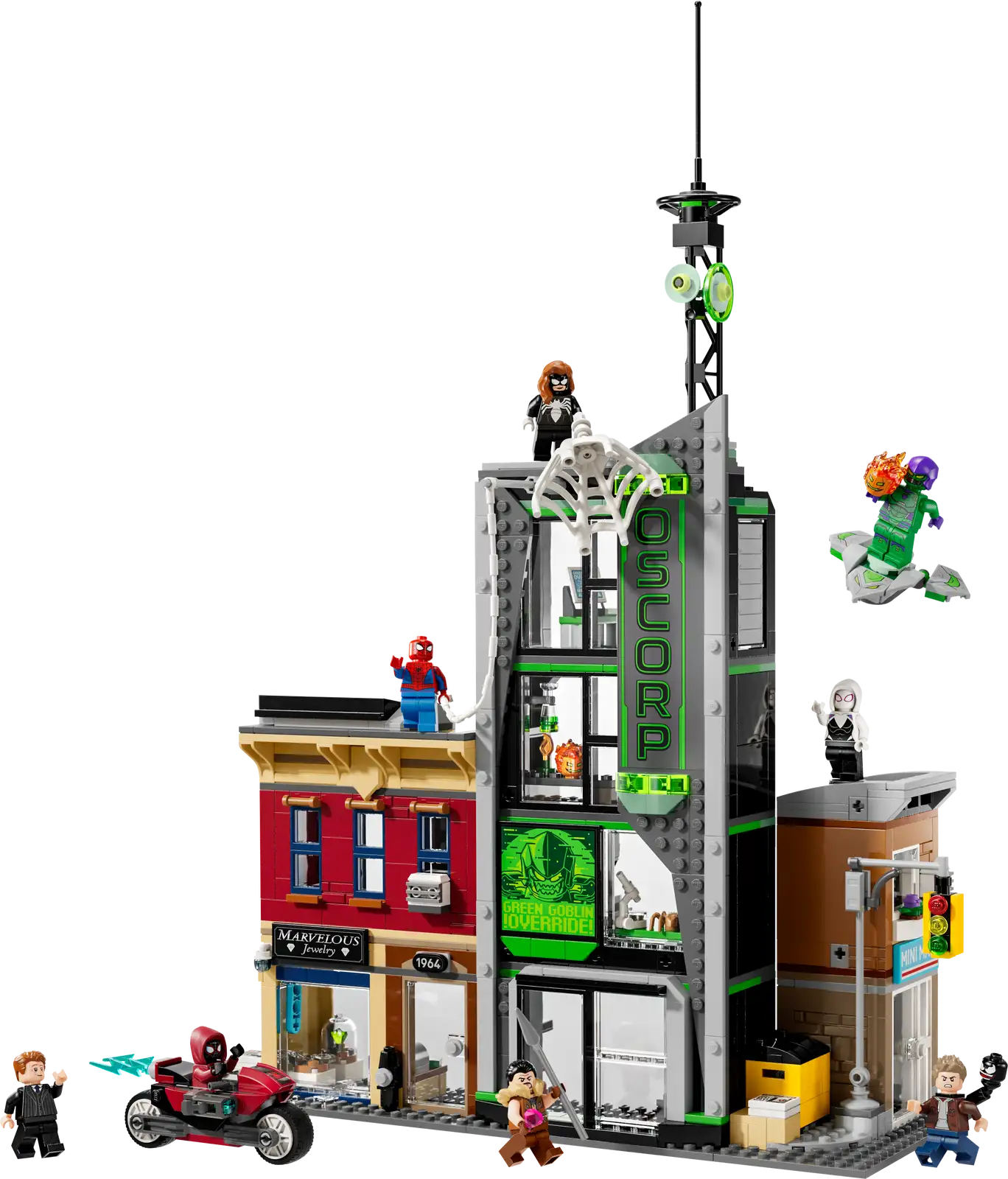 Completely Built Lego® Set of Spider-Man vs. Oscorp
